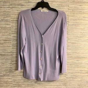 CAROLYN TAYLOR - Size Large - Button Front Lavender Cardigan Top- EUC!